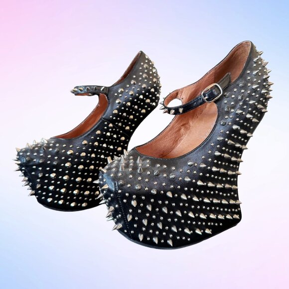 JEFFREY CAMPBELL PRICKLY SPIKE PLATFORM SHOES in BLACK - Picture 4 of 12